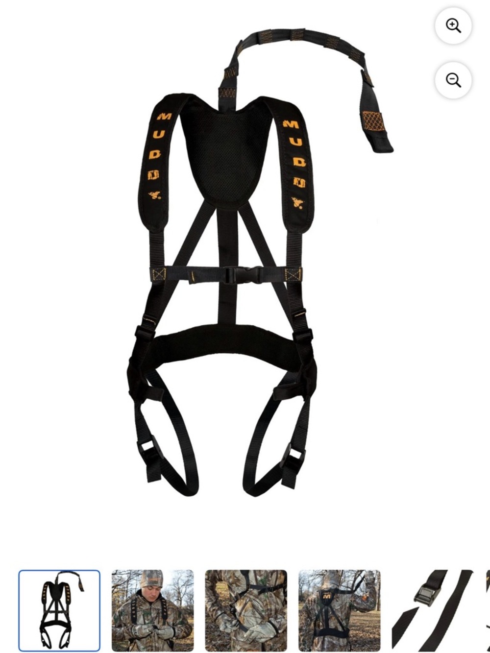 Mudd Black Safety Harness , suspension relief strap with Orange Logo